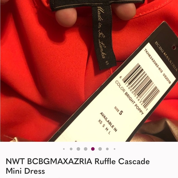 BCBGMaxAzria Vibrant “Bright Poppy” Midi Dress M NWT’s RUFFLED - Picture 16 of 16